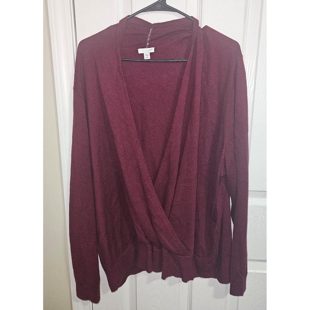 J. JILL M Cross Over Sweater Womens Plus Pullover Burgundy Knit Pullover 3X Wool